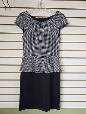 connected apparel Polka Dot Peplum Midi Dress